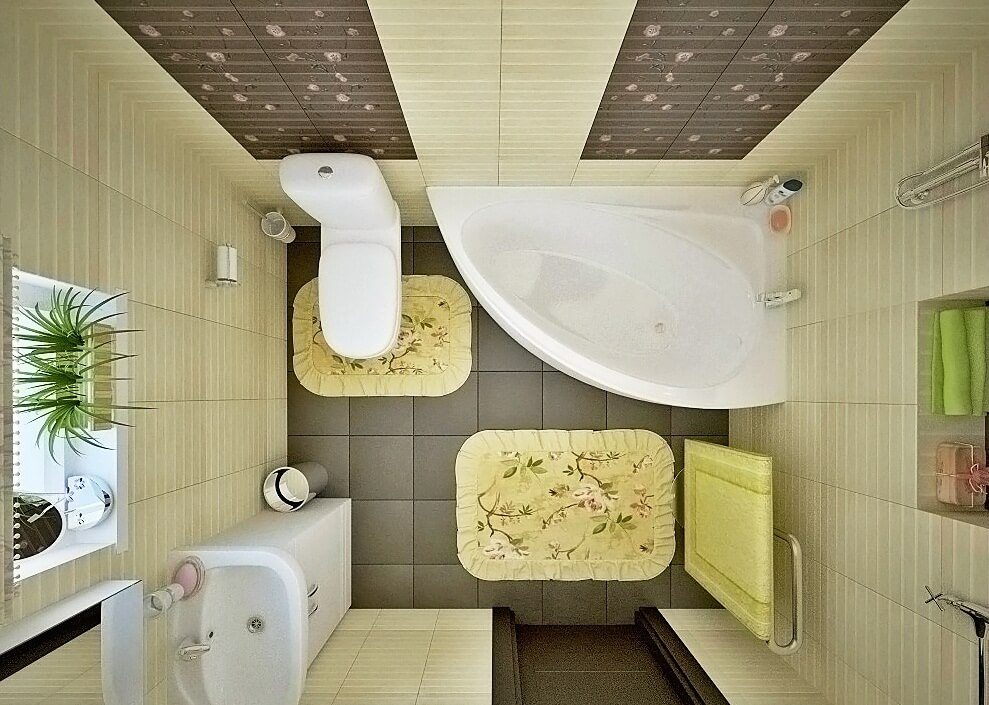 Интерьер ванны, совмещенной с туалетом