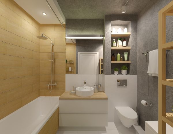 Дизайн ванны, совмещенной с туалетом